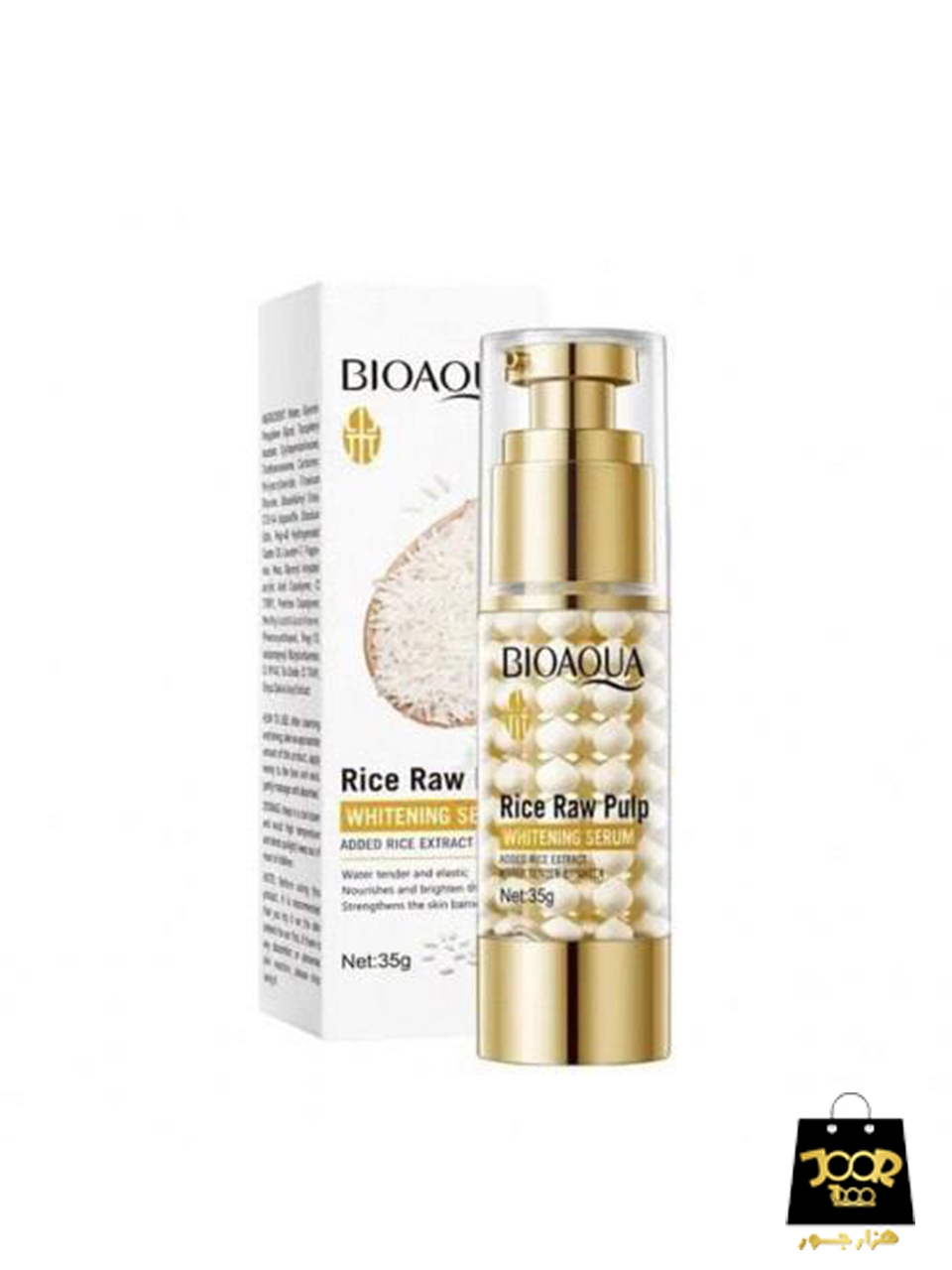 سرم صورت پمپی مرواریدی عصاره برنج بیوآکوا سرم صورت پمپی مرواریدی عصاره برنج بیوآکوا